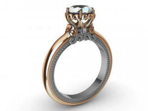 Ring mit Diamanten in Wei&szlig;- und Gelbgold 3D Druckmodell