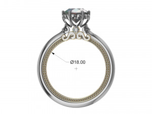 ring with diamonds in white and yellow gold 3D Принт Модель
