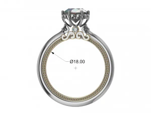 Ring mit Diamanten in Wei&szlig;- und Gelbgold 3D Druckmodell