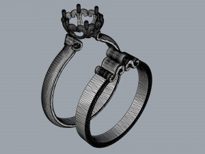 ring with diamonds in white and yellow gold 3D Принт Модель