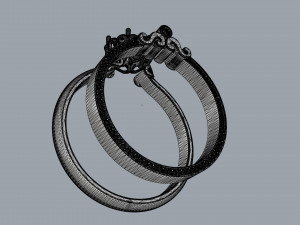 ring with diamonds in white and yellow gold 3D Принт Модель