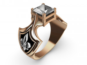 ring with citrine and heraldic lily 3D प्रिंट मॉडल