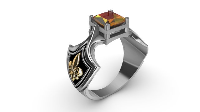 ring with citrine and heraldic lily 3D प्रिंट मॉडल .c4d .max .obj .3ds .fbx .stl .blend 