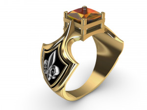 ring with citrine and heraldic lily 3D प्रिंट मॉडल
