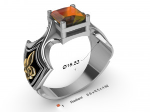 ring with citrine and heraldic lily 3D प्रिंट मॉडल