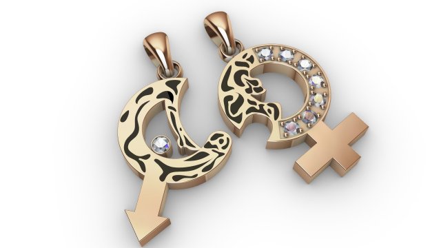 double sides pendant man and wuman Model Cetak 3D .c4d .max .obj .3ds .fbx .stl .blend 