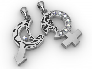 double sides pendant man and wuman Model Cetak 3D