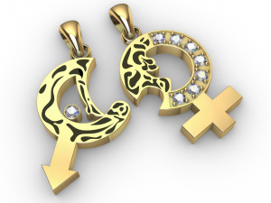 double sides pendant man and wuman Model Cetak 3D