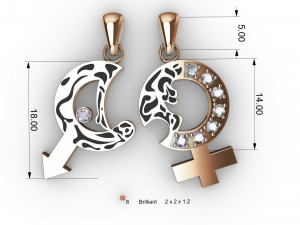 double sides pendant man and wuman Model Cetak 3D
