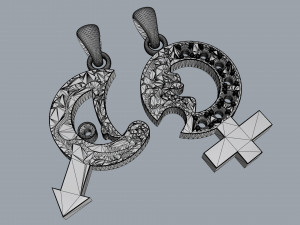 double sides pendant man and wuman Model Cetak 3D