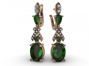 earrings emeralds with diamonds 3D-printmodel