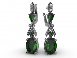 earrings emeralds with diamonds 3D Print Model