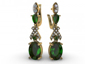 earrings emeralds with diamonds 3D Print Model
