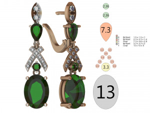 earrings emeralds with diamonds 3D Print Model