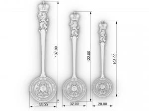 vintage spoon russian empire 3 item 3D Print Model
