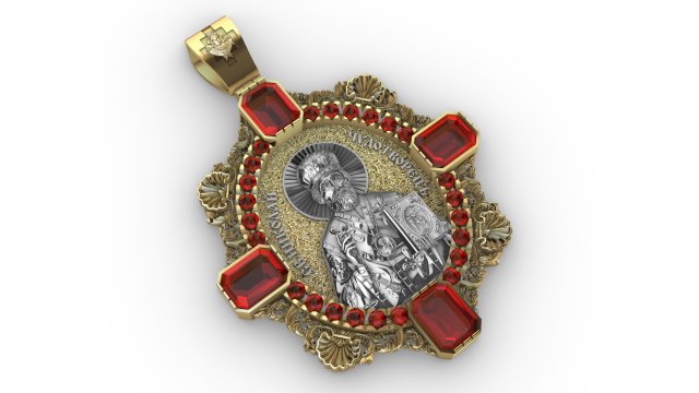 pendant with saint nicolas 3D 打印模型 .c4d .max .obj .3ds .fbx .stl .blend 