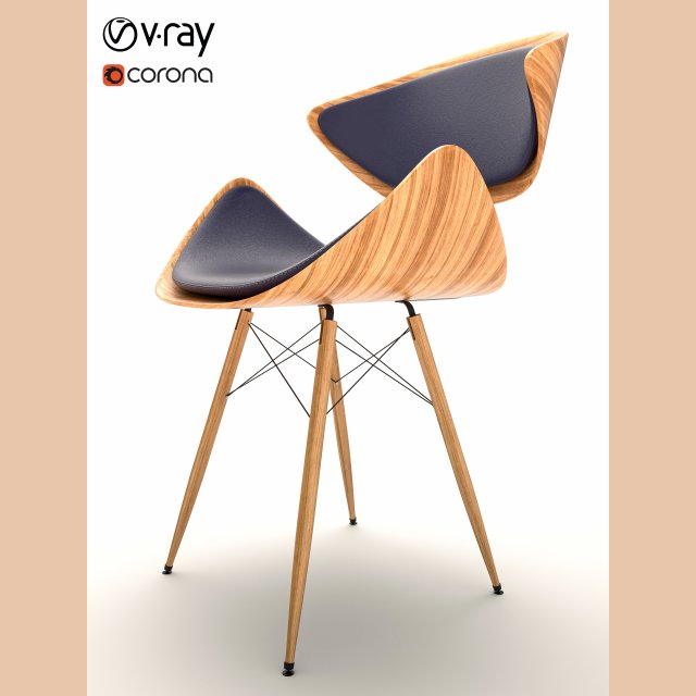 Modern Wooden Chair 3D Model .c4d .max .obj .3ds .fbx .stl .blend 