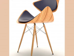 Nowoczesne drewniane krzesło Model 3D