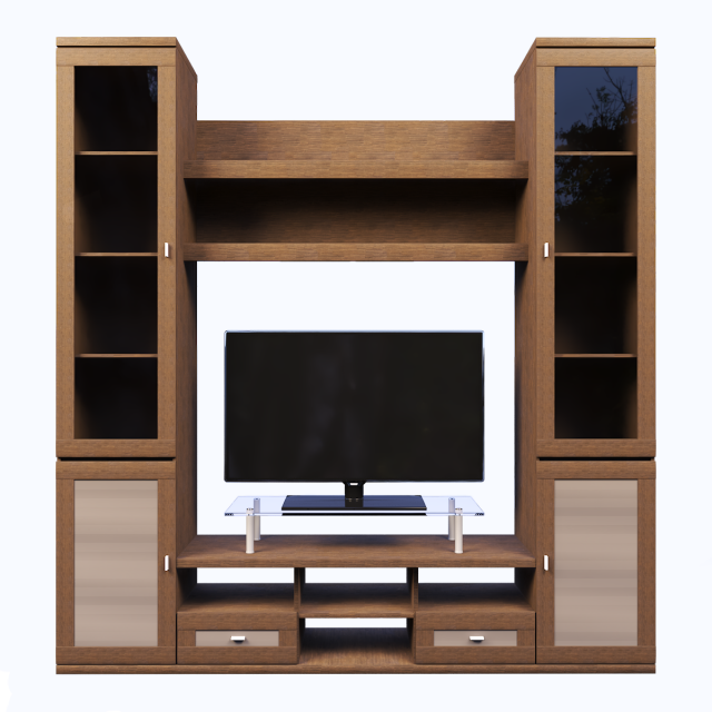 Bookcase with tv Modelo 3D .c4d .max .obj .3ds .fbx .stl .blend 