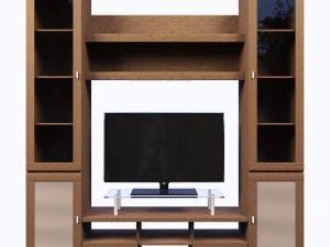 Книжкова шафа з телевізором 3D Модель