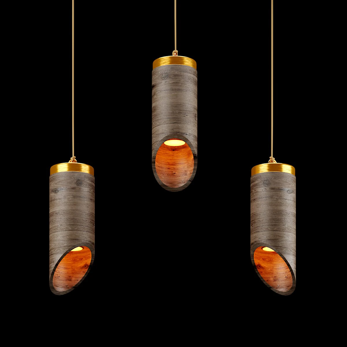 wood cylinder hanging light 3D Model .c4d .max .obj .3ds .fbx .stl .blend 