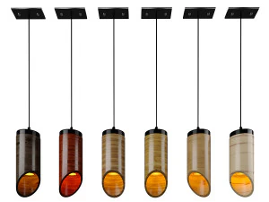 wood cylinder hanging light 3D Model