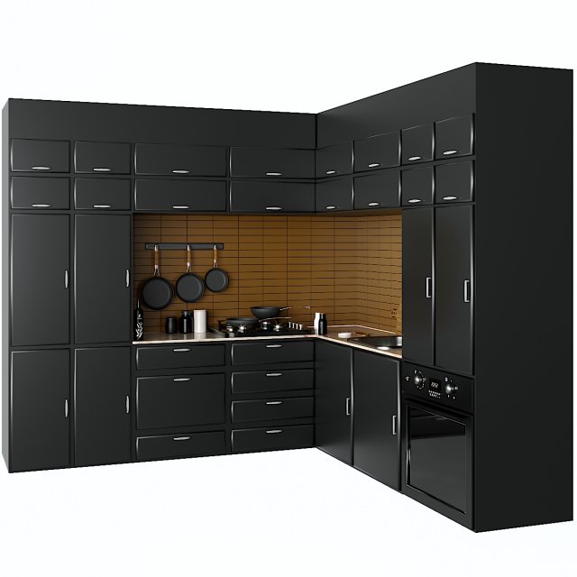 corner kitchen - cooking unit Modello 3D .c4d .max .obj .3ds .fbx .stl .blend