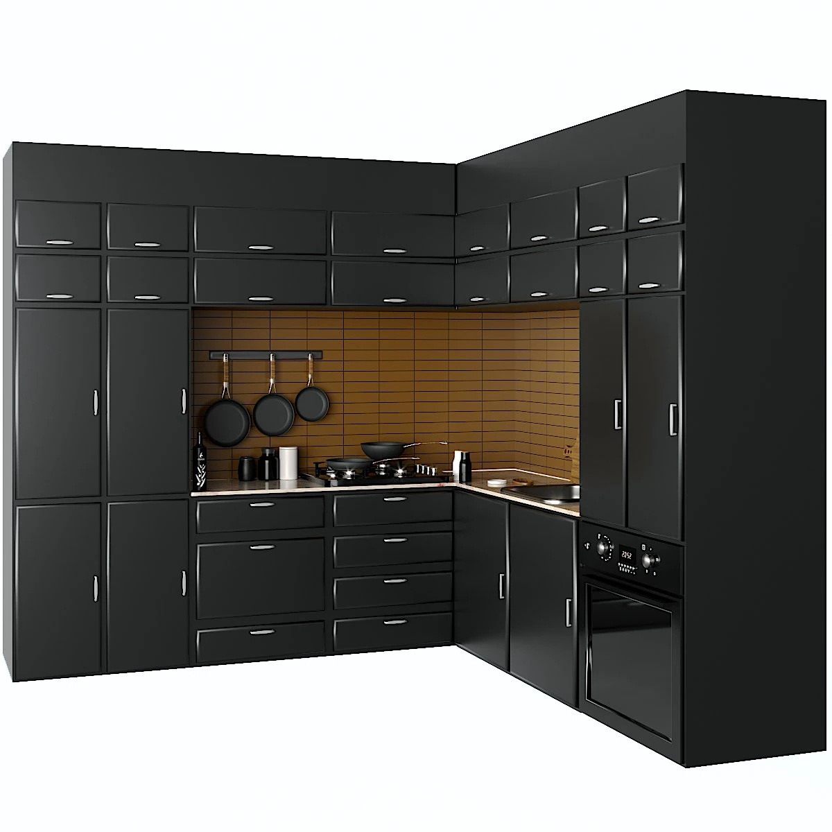 corner kitchen - cooking unit 3D Model .c4d .max .obj .3ds .fbx .stl .blend 