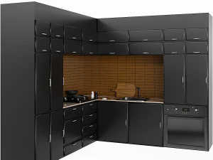 corner kitchen - cooking unit 3D Model