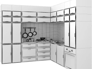 corner kitchen - cooking unit 3D Model