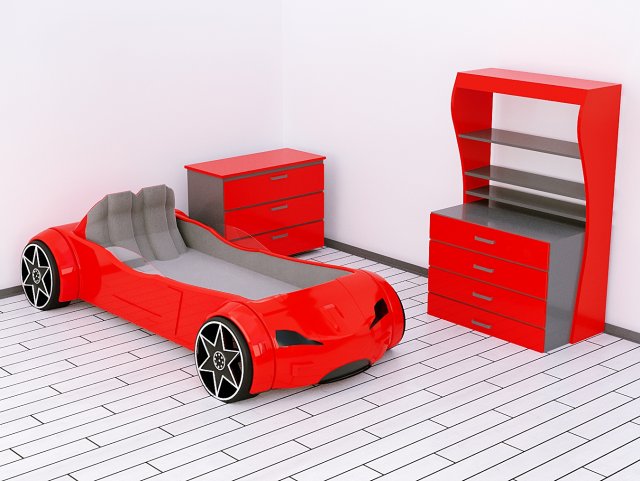 car bed model-kids bed 3Dモデル .c4d .max .obj .3ds .fbx .stl .blend 