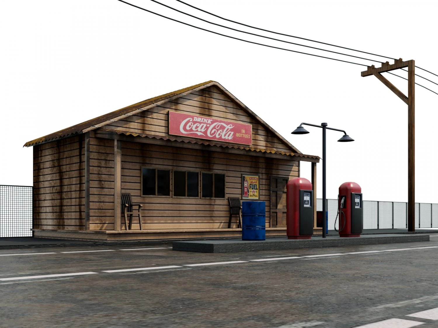 gas station - pbr low-poly 3D Model .c4d .max .obj .3ds .fbx .stl .blend 