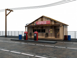 gas station - pbr low-poly 3D Model