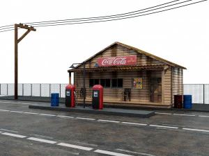 gas station - pbr low-poly 3D Model
