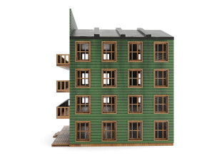hotel pbr - old wood hotel low-poly Model 3D