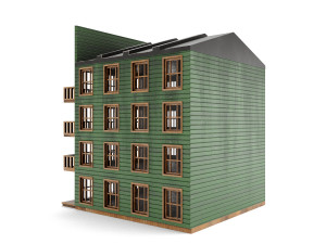 hotel pbr - old wood hotel low-poly Model 3D