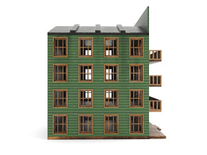 hotel pbr - old wood hotel low-poly Model 3D