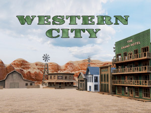 western town pbr low-poly 3D Model