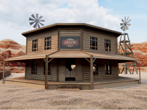 western town pbr low-poly 3D Model