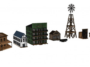 western town pbr low-poly 3D Model