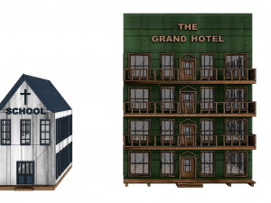 western town pbr low-poly 3D Model