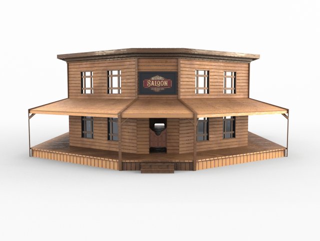 western saloon pbr low-poly 3D मॉडल .c4d .max .obj .3ds .fbx .stl .blend 