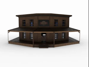 sal&atilde;o ocidental pbr baixo poli Modelo 3D