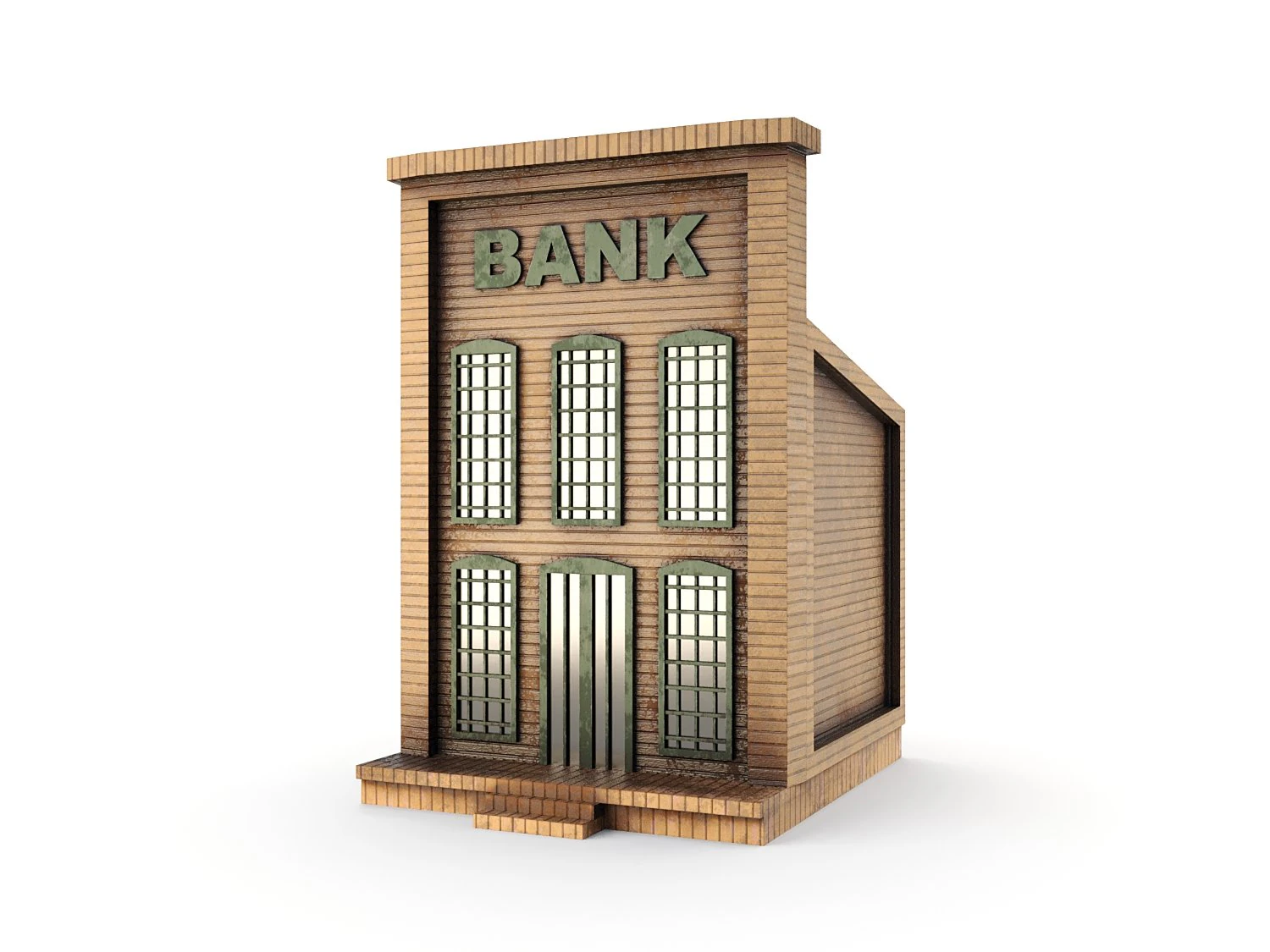 western bank pbr 3D Model .c4d .max .obj .3ds .fbx .stl .blend