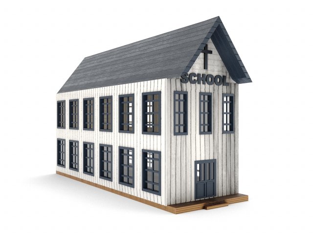 old wooden school pbr 3D Model .c4d .max .obj .3ds .fbx .stl .blend 