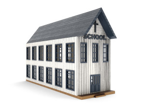 old wooden school pbr 3D Model