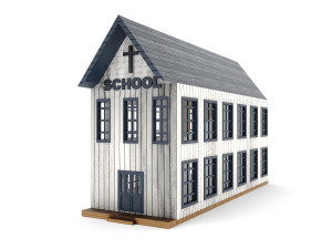 old wooden school pbr 3D Model