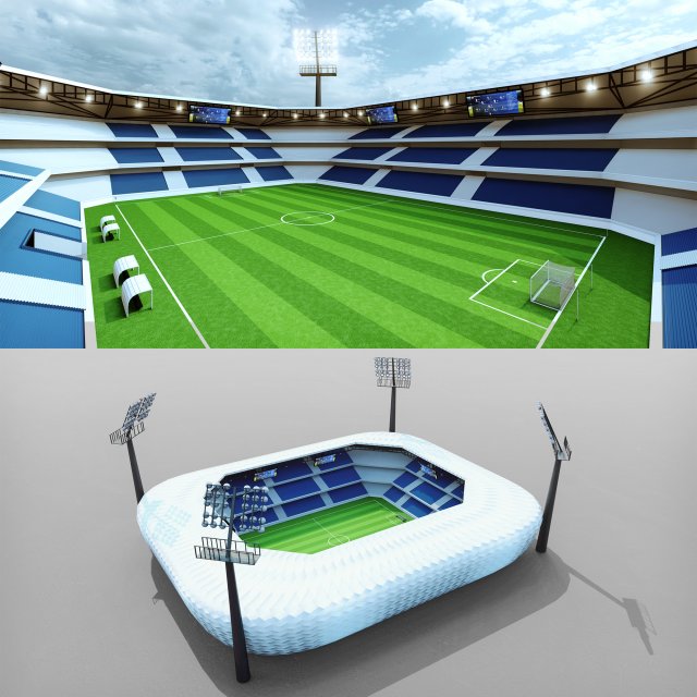 football soccer stadium - pbr low-poly 3D-Modell .c4d .max .obj .3ds .fbx .stl .blend 