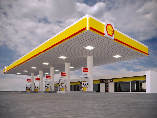 gas station shell - pbr low-poly Model 3D .c4d .max .obj .3ds .fbx .stl .blend 