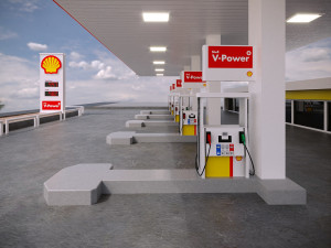 gas station shell - pbr low-poly Model 3D